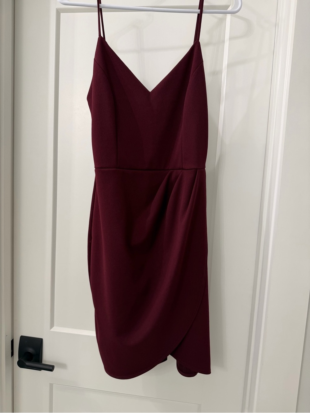 Lulu's Wine Red Spaghetti Strap V-Neck Mini Dress